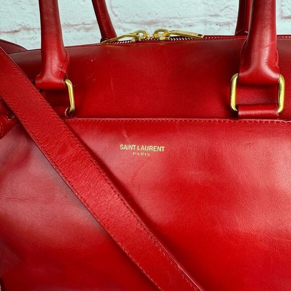 Saint Laurent Red Leather Medium Duffle Bag - Picture 2 of 13